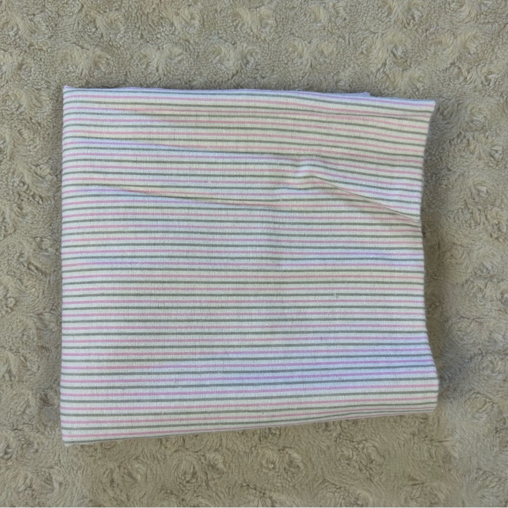 Rene Rofe Stripes Baby Receiving Blanket Pink White Gray Flannel